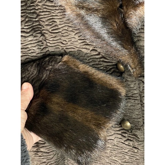 NEW NWT Tasha Polizzi Brown Textured Jacket Faux Fur Collar & Cuffs S M L XL - Picture 8 of 11